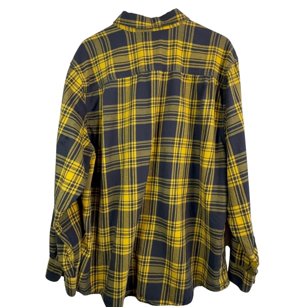 Faded Glory Mens 2XL Yellow Navy Blue Plaid Flannel Shirt Cotton FM46Y049B - Picture 3 of 11
